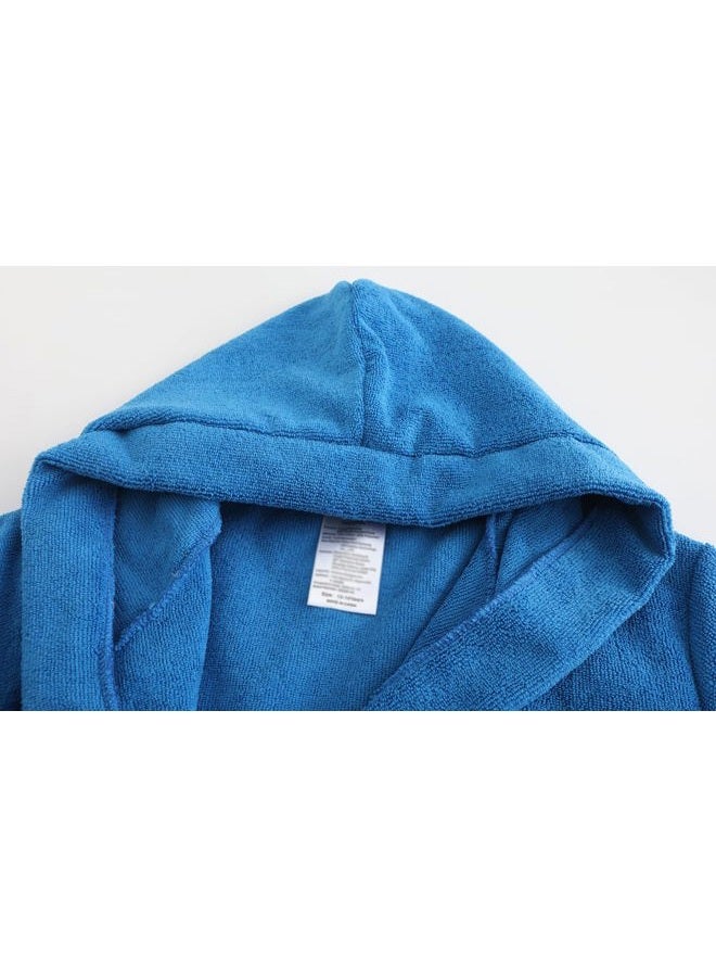FunnyPaja Kids Soft Towel Hooded Robe Cotton Bathrobe for Boys 5-16 Years Blue 13-14 Years - Image 3