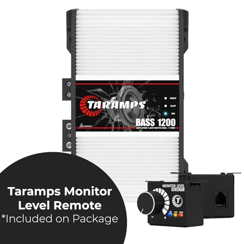 Taramp's مضخم الصوت Taramps BASS 1200 1 أوم 1 قناة MOSFET 1200 واط RMS، مونوبلوك، تقاطع، تعزيز الجهير، إدخال RCA/مستوى عالٍ، فئة D، نظام صوت السيارة مع جهاز التحكم عن بُعد لمستوى المراقبة، رائع لمكبرات الصوت السفلية - Image 3