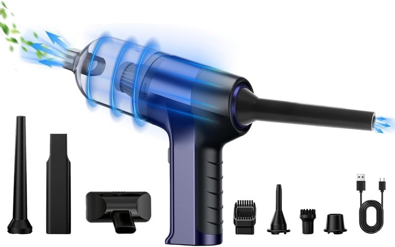 ELEPHANTBOAT ® Electric Compressed Air Duster,6000PA Handheld Cordless Air Duster,3 in 1 120W Cordless Car Vacuum Cleaner Keyboard Blower with Multi-Nozzles Dust Cleaner for Home Computer Keyboard Car - Image 1