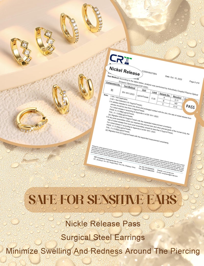 THUNARAZ Small Gold Hoop Earrings for Women Hypoallergenic 14k Gold Plated Huggie Hoop Earrings Set for Multiple Piercings Trendy Twisted Cute Cartilage Hoops Earring Stacks Jewelry Gifts g - Image 3