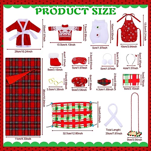 Glimin 1 Set Christmas Doll Accessories Kits 2026 Includes Apron Chef Hat Hammock Swing Sleeping Bag Bathrobe Sweater Dress Headwear Scarf Ear Muffs Eye Mask Glasses ShoesSnowflake - Image 5