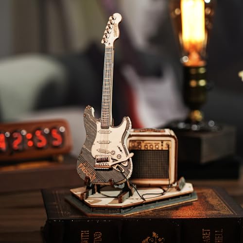 ROKR 3D Puzzles for Adults Wooden Craft Kits Musical Instrument Model Kit Collectibles Home Desk Room Decor Electric Guitar - Image 5