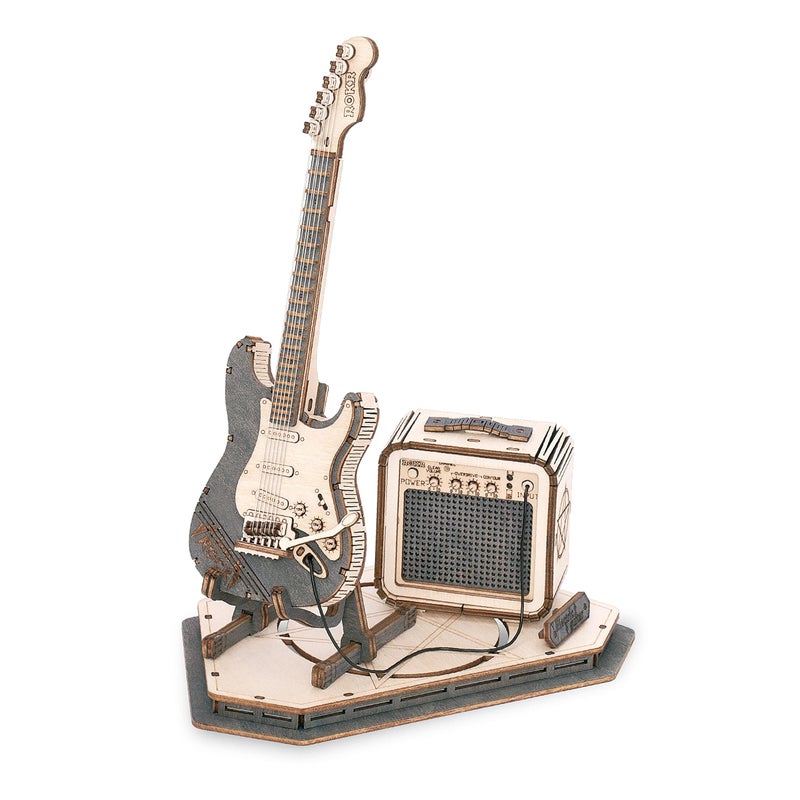 ROKR 3D Puzzles for Adults Wooden Craft Kits Musical Instrument Model Kit Collectibles Home Desk Room Decor Electric Guitar - Image 3