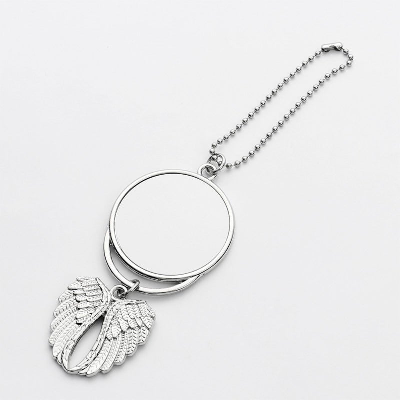 8 Pcs Heat Sublimation Car Keychain Ornament Decorations, Angel Wing Shape Blank Hot Transfer Printing Pendant Jewelry Making（8Silver+2 heat transfer aluminum sheet） - Image 2