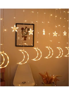Generic LED Moon String Light Bedroom Decoration Curtain LED String Light Christmas Lights Decoration Ramadan Decorative with 8 modes waterproof for indoor and outdoor decoration Warm White  - Image 2