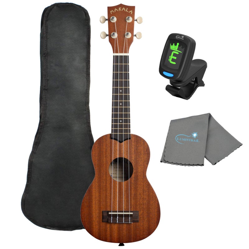 Kala Makala Soprano Ukulele by Kala MK-S Bundle with a Tote Bag, Tuner and Lumintrail Polishing Cloth - Image 1