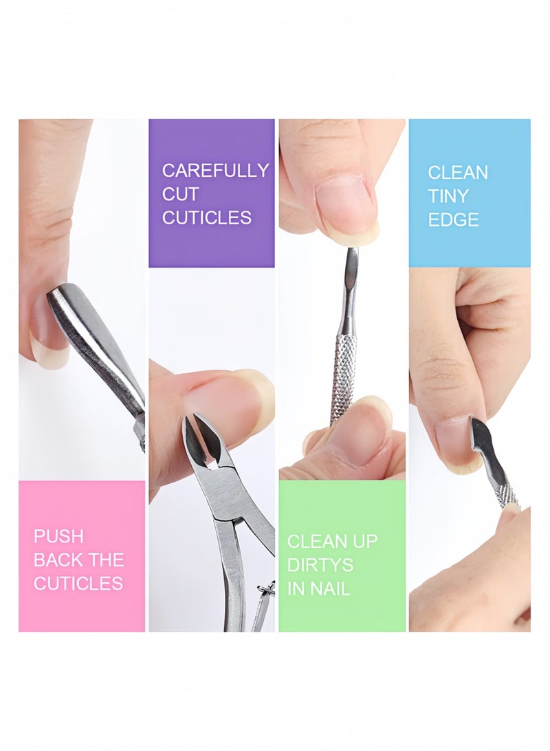 NOOA 11 PCS Nail File Set, Come with Cuticle Nipper and Pusher, For Dead Skin Nail Trimming Manicure Tools (Random Color) - Image 2