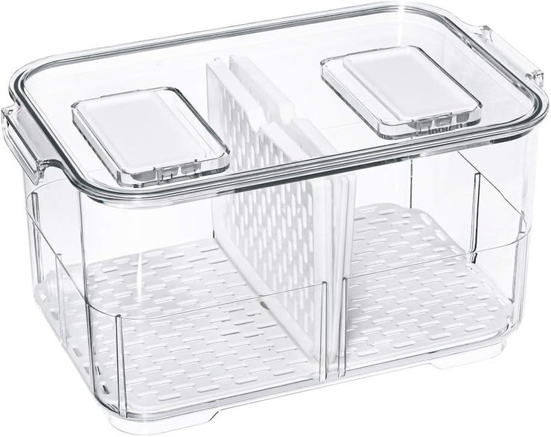 SANNO Vegetable Fruit Storage Containers, Refrigerator Storage Containers Fresh Produce Saver with Lids and Vents,Stackable Salad Lettuce Keeper for Refrigerator,BPA-free Stay Fresh Containers Bin - Image 1