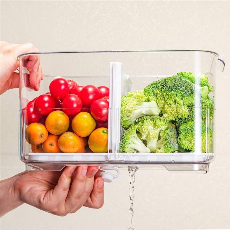 SANNO Vegetable Fruit Storage Containers, Refrigerator Storage Containers Fresh Produce Saver with Lids and Vents,Stackable Salad Lettuce Keeper for Refrigerator,BPA-free Stay Fresh Containers Bin - Image 3