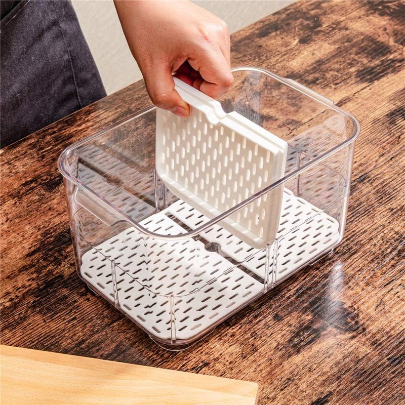 SANNO Vegetable Fruit Storage Containers, Refrigerator Storage Containers Fresh Produce Saver with Lids and Vents,Stackable Salad Lettuce Keeper for Refrigerator,BPA-free Stay Fresh Containers Bin - Image 5