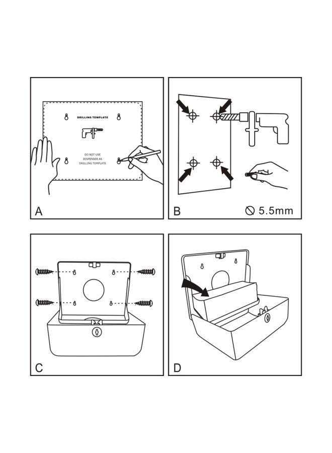 NIBEMINENT Wall Mounted Bathroom Tissue Dispenser White/Black 260x100x205millimeter - Image 5