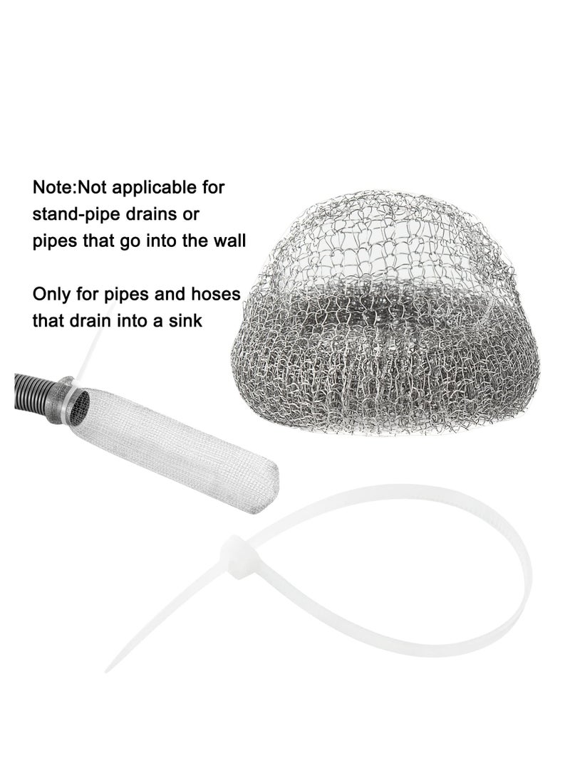 Generic - 24 Pcs Lint Traps Washing Machine Stainless Steel Lint Snare Traps Laundry Mesh Washer Hose Filter with 24 Pcs Cable Ties Laundry Mesh Washer Sink Drain Hose Screen Filter - Image 1