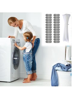 24 Pcs Lint Traps Washing Machine Stainless Steel Lint Snare Traps Laundry Mesh Washer Hose Filter with 24 Pcs Cable Ties Laundry Mesh Washer Sink Drain Hose Screen Filter