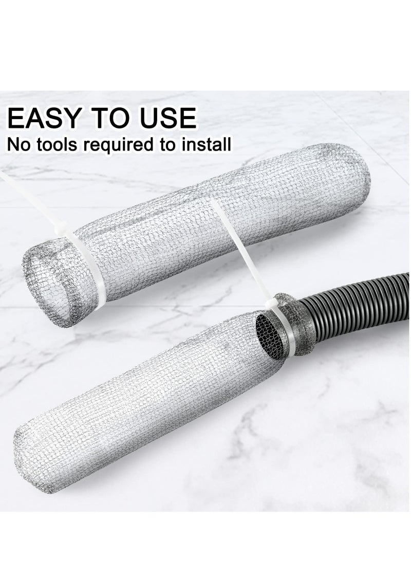 Generic - 24 Pcs Lint Traps Washing Machine Stainless Steel Lint Snare Traps Laundry Mesh Washer Hose Filter with 24 Pcs Cable Ties Laundry Mesh Washer Sink Drain Hose Screen Filter - Image 1