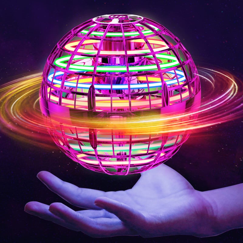 Ivtivfu Flying Orb Ball (وردي 2025 مطور) مع أضواء مبهرة ماجيك هوفر سبينر بوميرانج بدون طيار عائمة كونية غلوب للأطفال ألعاب خارجية لعمر 6 7 8 9 10 سنوات للأولاد والبنات - Image 1