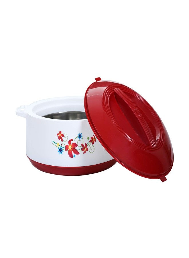 Varmora Imperial Inner Steel Casserole |Hot Pot for Kitchen| Chapati Box - 2500ml- Red - Image 1
