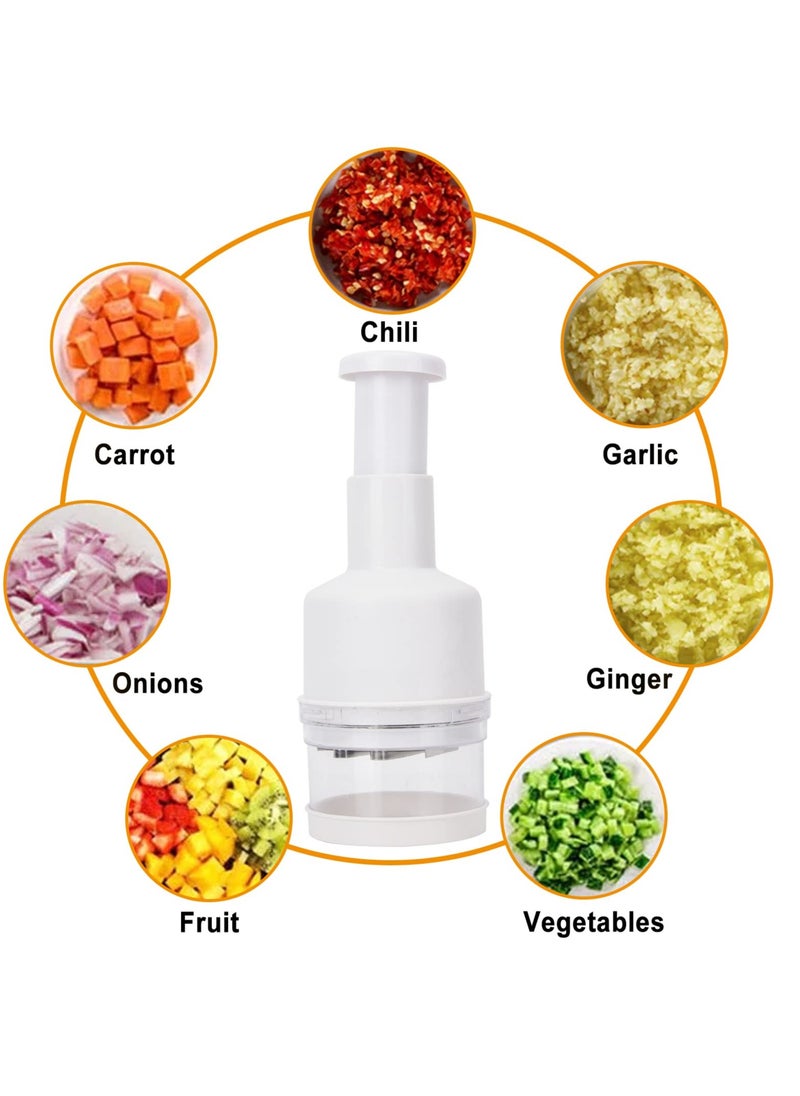 SYOSI SYOSI Food Chopper, Manual Vegetable Chopper, Fruit Chopper, Garlic Chopper, Hand Press Chopper for Onion, Garlic, Nut, Manual Food Chopper for Kitchen, Dishwasher Safe (White)  - Image 4