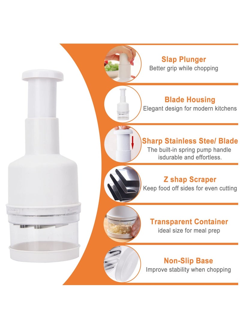 SYOSI SYOSI Food Chopper, Manual Vegetable Chopper, Fruit Chopper, Garlic Chopper, Hand Press Chopper for Onion, Garlic, Nut, Manual Food Chopper for Kitchen, Dishwasher Safe (White)  - Image 2