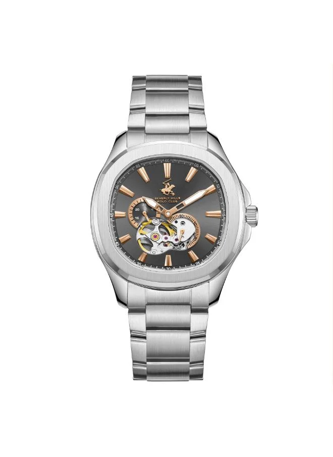 بيفرلي هيلز بولو كلوب BEVERLY HILLS POLO CLUB BP3728X.360 Men's Automatic Multifunction Display Watch & Metal Strap Silver