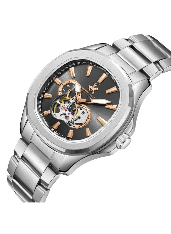 بيفرلي هيلز بولو كلوب BEVERLY HILLS POLO CLUB BP3728X.360 Men's Automatic Multifunction Display Watch & Metal Strap Silver