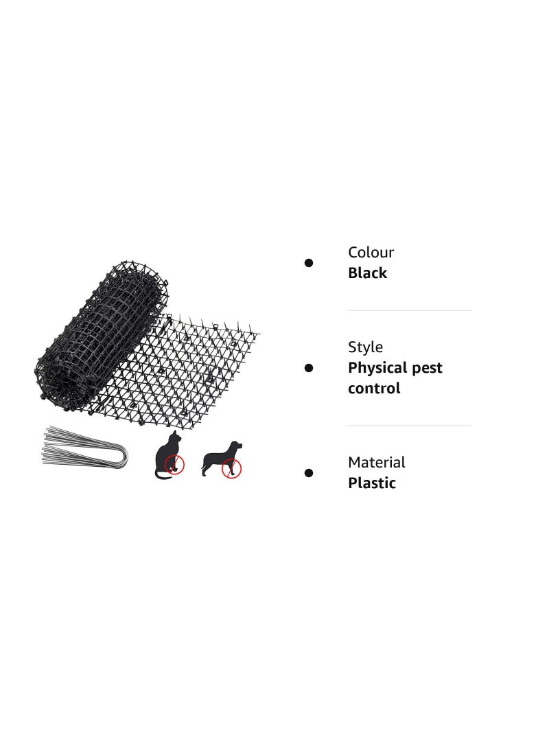 SYOSI Cat Deterrent Mat, Spike Garden Protector Anti-Cat Strips Dig Stopper Mat Cat Repellent Spikes Garden Fence Guard with 8 Metal U Pegs for Outdoor Garden Farm Fence,Black( 2 x 0.28 M)  - Image 5