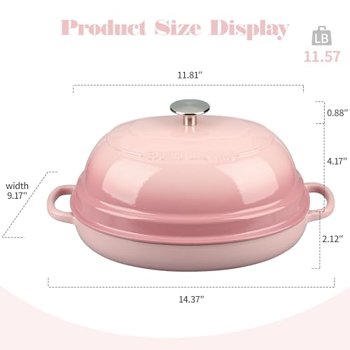 EDGING CASTING Enameled Oval Cast Iron Dutch Oven Pot with Lid, Bread Dutch Oven for Sourdough Bread Baking, Dutch Oven Bread, Bread Oven, 6QT, Pink - Image 2