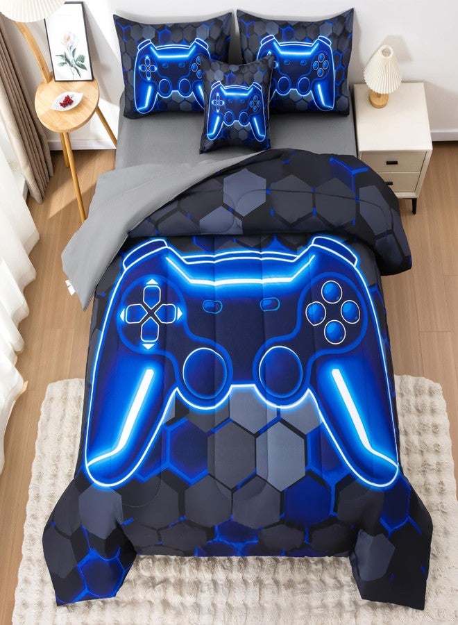 KEYROAL 6Pcs Gamer Comforter Set with Sheets for Boys Girls Kids Teens, Colorful Gaming Themed Bed in A Bag Twin Size, Black 3D Video Game Controller Bedroom Decor Bedding Set - Image 2
