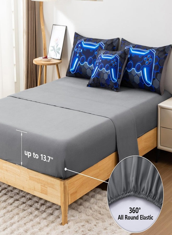 KEYROAL 6Pcs Gamer Comforter Set with Sheets for Boys Girls Kids Teens, Colorful Gaming Themed Bed in A Bag Twin Size, Black 3D Video Game Controller Bedroom Decor Bedding Set - Image 4