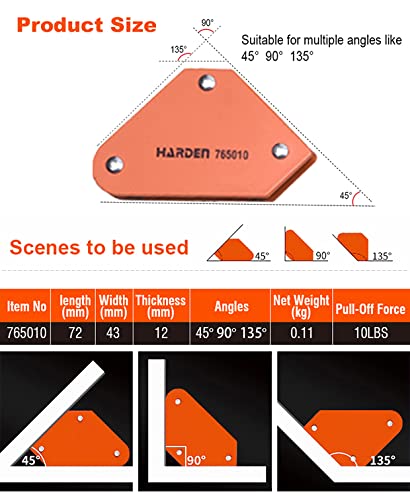 Harden 4Pcs Welding Magnetic Angle Set Corner Clamp MultiAngle for Welding and Holding Purpose 45kg Holding Force Capacity 765010 - Image 2