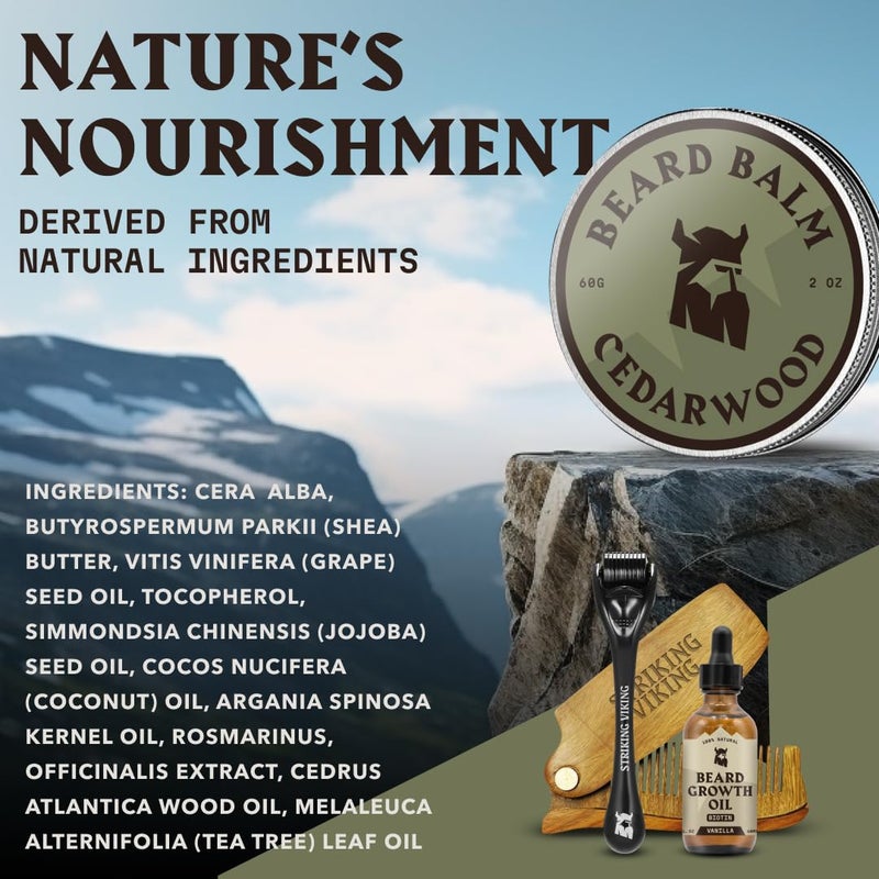 Striking Viking Beard Balm for Men - Leave in Beard Conditioner - Styling Balm Made with Naturally Derived Beard Butter, Argan & Jojoba Oils (2 Ounce (Pack of 1), Cedar Scent) - Image 3