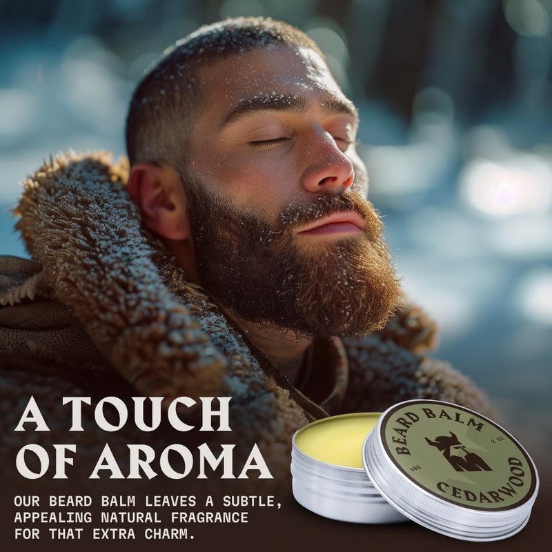 Striking Viking Beard Balm for Men - Leave in Beard Conditioner - Styling Balm Made with Naturally Derived Beard Butter, Argan & Jojoba Oils (2 Ounce (Pack of 1), Cedar Scent) - Image 4