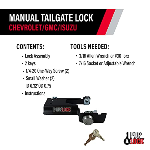 Pop & Lock PL1600 Black Manual Tailgate Lock for Chevy/GMC/Isuzu - Image 5