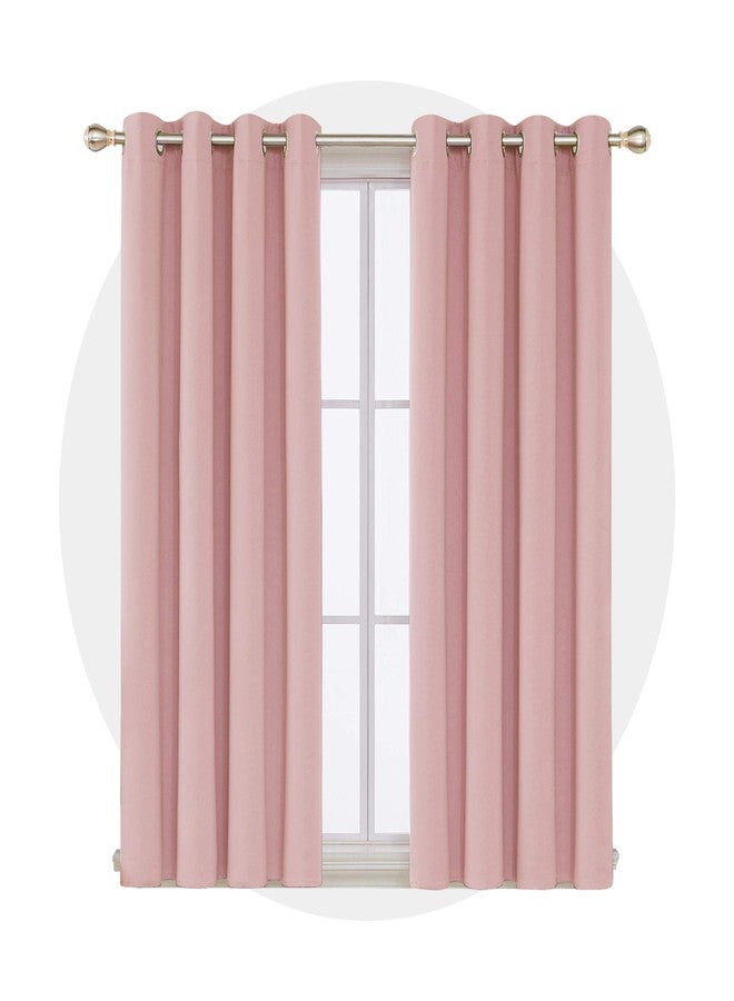 Deconovo Blackout Curtain Darkening Panel for Bedroom or Living Room Grommet Thermal Insulated Lighting Reduce Drape, 52 x 63 Inch, Coral Pink - Image 1
