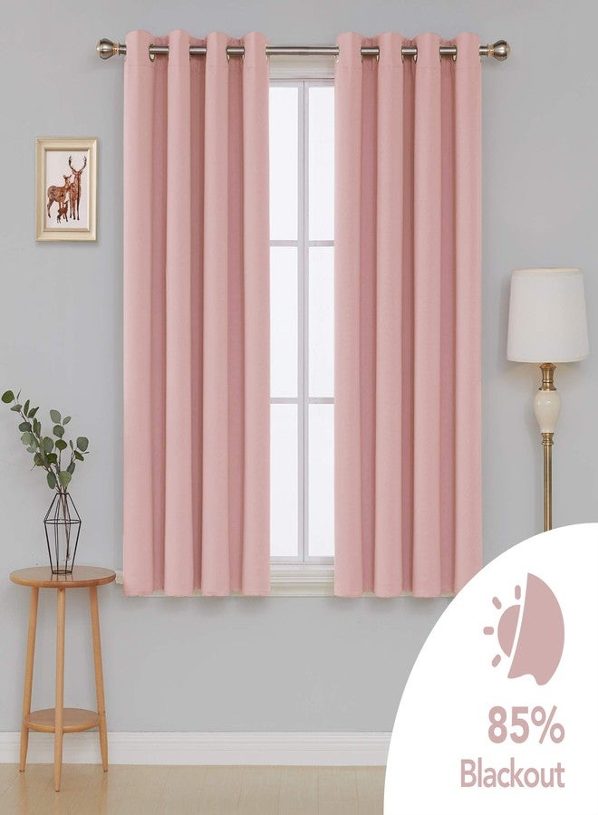 Deconovo Blackout Curtain Darkening Panel for Bedroom or Living Room Grommet Thermal Insulated Lighting Reduce Drape, 52 x 63 Inch, Coral Pink - Image 2