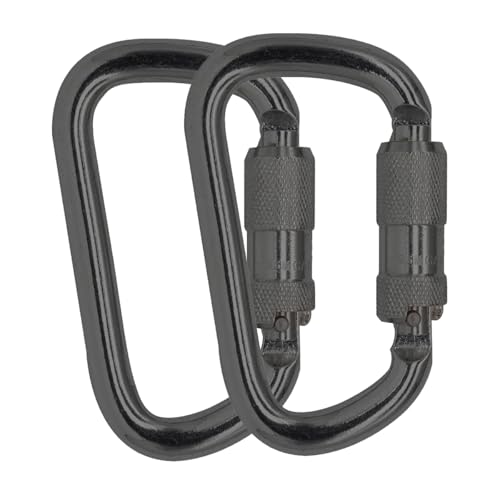 BYANG Auto Locking Carabiner 45KN10000lbs Heavy Duty Large Clip Climbing Carabiner Twist Lock Carabiners for Rock Climbing Camping GymRescue CE RatedD Shape Black - Image 1