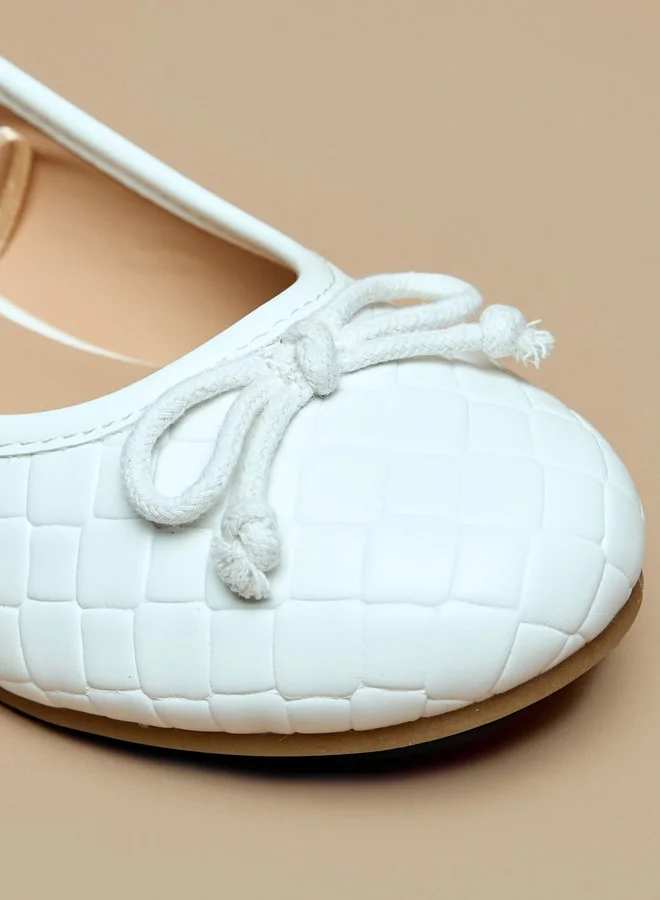 ميسي Girls Bow Accent Slip-On Round Toe Ballerina Shoes