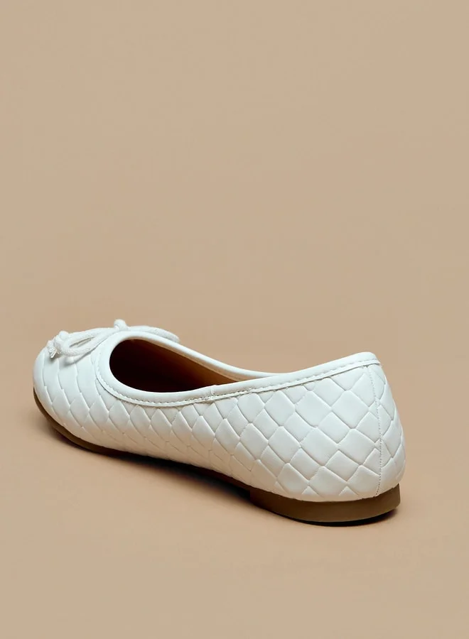 ميسي Girls Bow Accent Slip-On Round Toe Ballerina Shoes