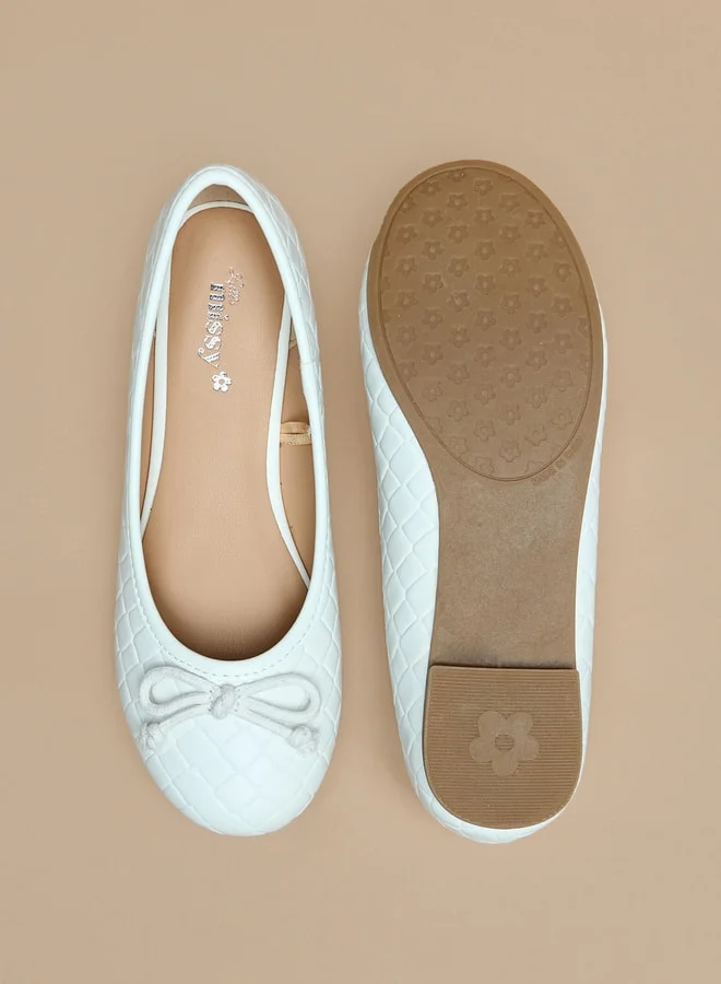 ميسي Girls Bow Accent Slip-On Round Toe Ballerina Shoes