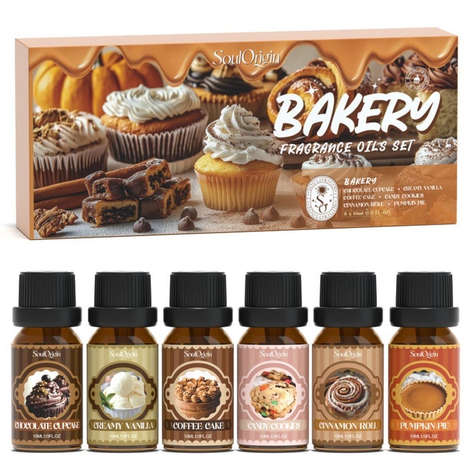BAKERY ESSENTIAL OILS SET FRAGRANCE OIL SET FOR DIFFUSER SCENT DIFFUSER OIL FOR CANDLE MAKING CHOCOLATE COOKIES CREAMY VANILLA COFFEE CAKE PUMPKIN PIE CANDY COOKIES CINNAMON ROLLS