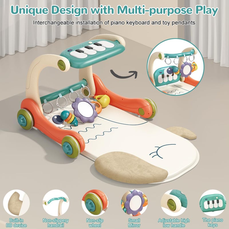 Hitish 3 in 1 Baby Play Mat Gym, Kick and Play Piano Gym with Music Light, Activity Tummy Time Play mat with 5 Learning Sensory Toys, Infant Gifts for Newborn Baby Toddler 0-14 Months - Image 5