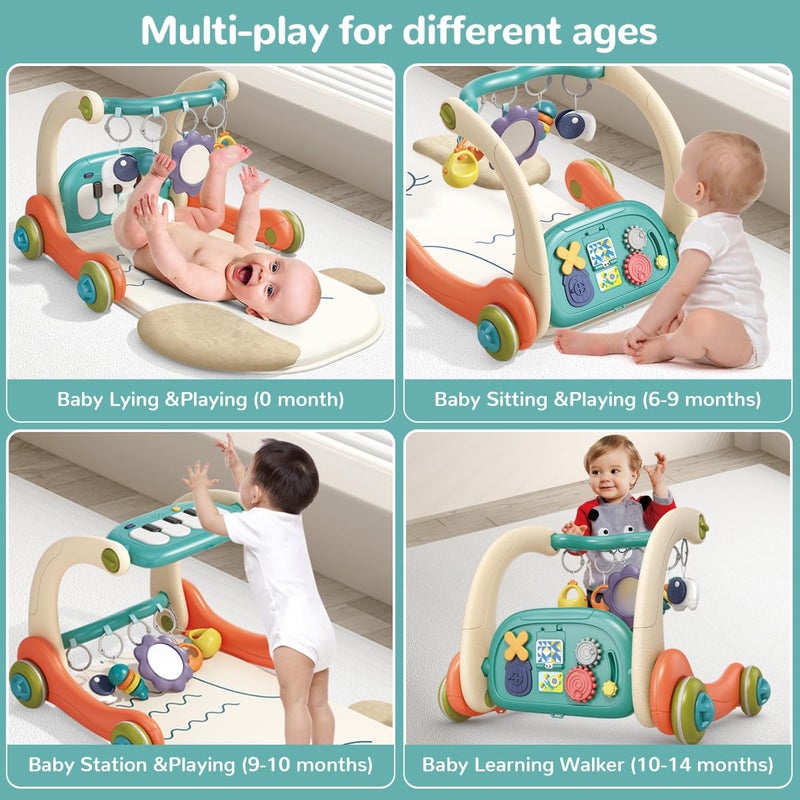 Hitish 3 in 1 Baby Play Mat Gym, Kick and Play Piano Gym with Music Light, Activity Tummy Time Play mat with 5 Learning Sensory Toys, Infant Gifts for Newborn Baby Toddler 0-14 Months - Image 2