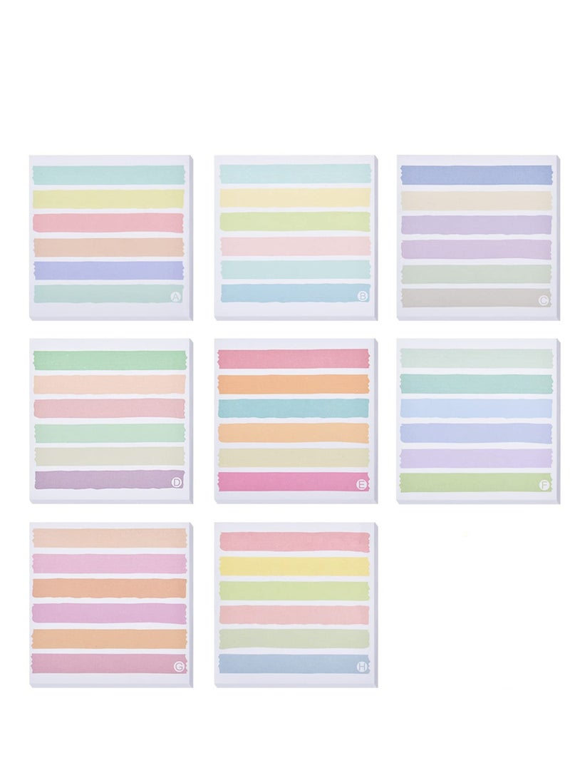 Excefore 8 Pack Lined Sticky Notes, Colorful Stripe Sticky Notes Clear Pad, Super Sticking Power Memo Pads, Suitable for Study Notes Works School and Office Supplies (50 Sheets,3x3 in ) - Image 1