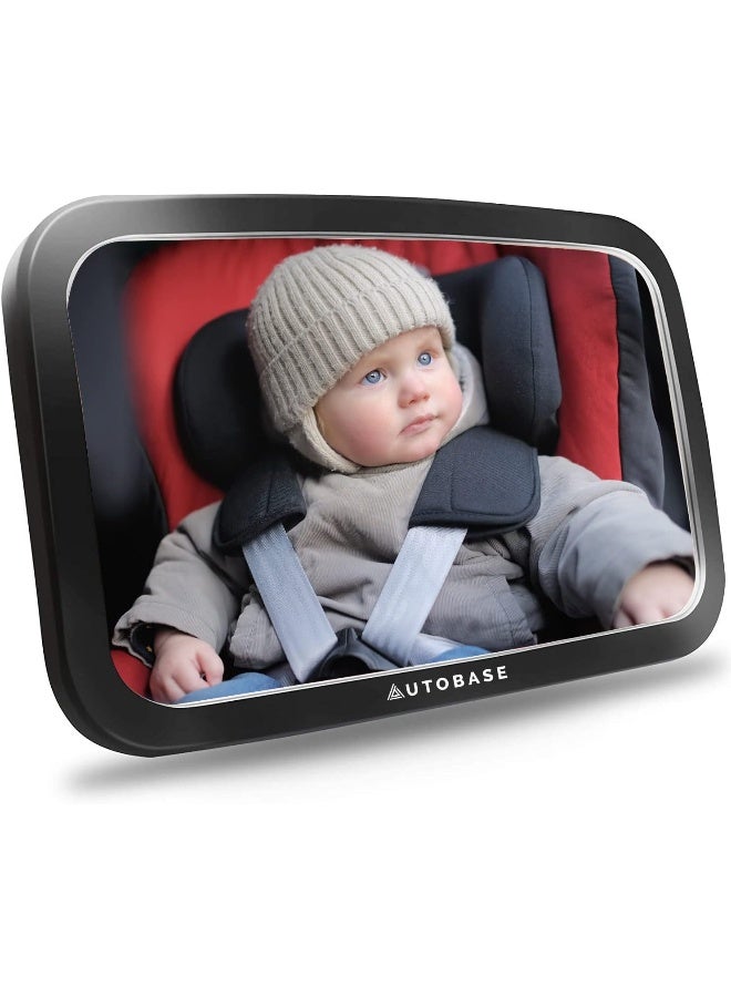 Autobase Baby Car Mirror | Shatterproof Baby Mirror for Car Seat Rear Facing with Wide Crystal Clear View | Fully Assembled Car Mirror for Baby | Newborn Essentials for Travel | Baby Registry Items - Image 1
