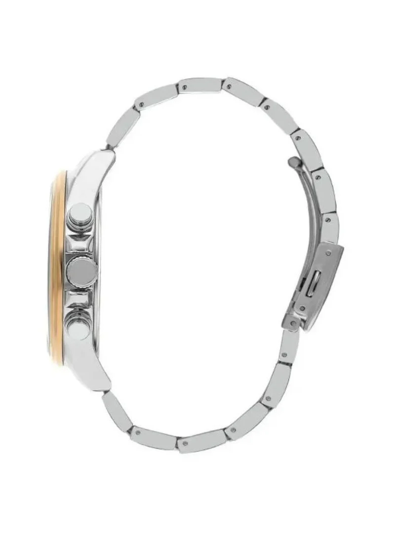 Lee Cooper Lee Cooper Men's Quartz Movement Watch, Multi Function Display and Metal Strap - LC07486.550, Silver/Rose Gold