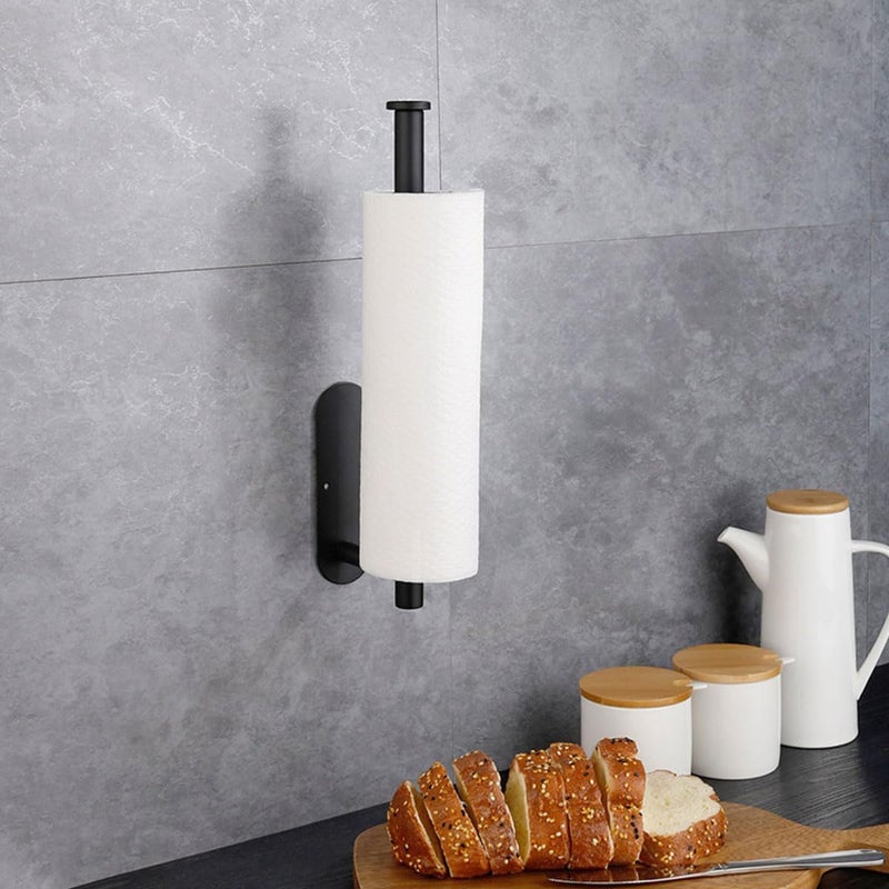 ECVV Paper Towel Holder, Stainless Steel Paper Stand, Extra Long Bar 33.5cm, Self Adhesive or Drilling Under Cabinet Rack, Paper Roll Organizer Wall Mount for Kitchen, Bathroom, Sink, Pantry - Image 2