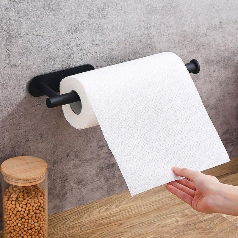 ECVV Paper Towel Holder, Stainless Steel Paper Stand, Extra Long Bar 33.5cm, Self Adhesive or Drilling Under Cabinet Rack, Paper Roll Organizer Wall Mount for Kitchen, Bathroom, Sink, Pantry - Image 3