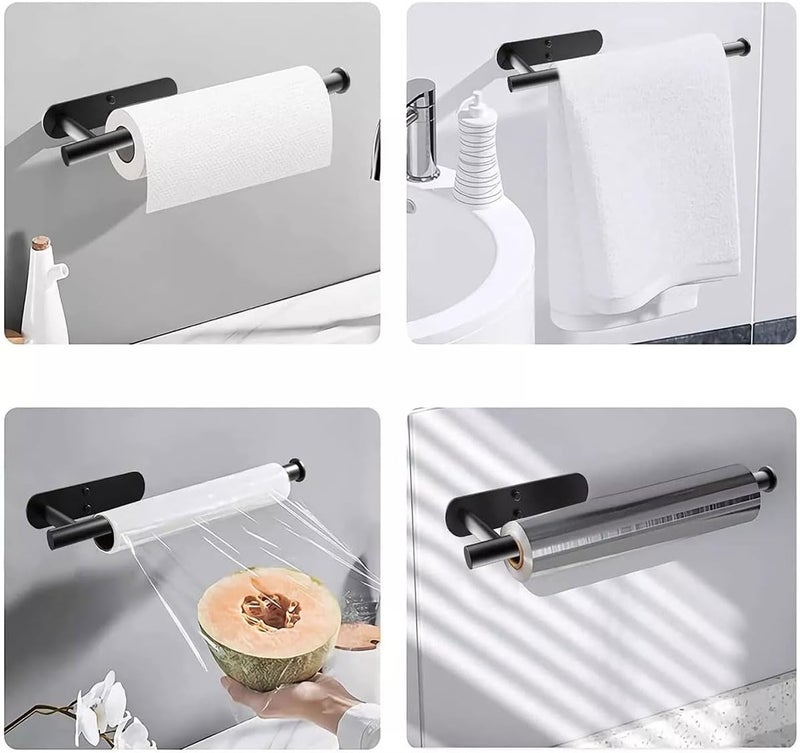 ECVV Paper Towel Holder, Stainless Steel Paper Stand, Extra Long Bar 33.5cm, Self Adhesive or Drilling Under Cabinet Rack, Paper Roll Organizer Wall Mount for Kitchen, Bathroom, Sink, Pantry - Image 4