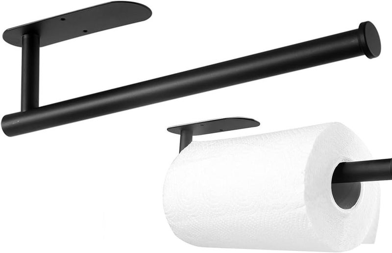 ECVV Paper Towel Holder, Stainless Steel Paper Stand, Extra Long Bar 33.5cm, Self Adhesive or Drilling Under Cabinet Rack, Paper Roll Organizer Wall Mount for Kitchen, Bathroom, Sink, Pantry - Image 1