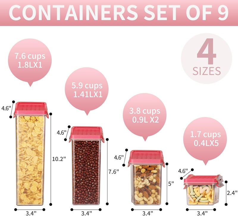 HOMER Moroccan Style Kitchen Canisters, 9-Piece BPA-Free Food Storage Set | Air-Tight Containers for Cereal, Pasta, Coffee & Spices - Image 2