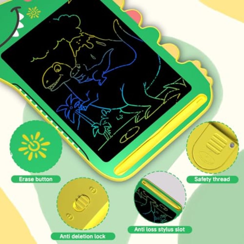 LCD Writing Tablet for,8.5 Inch Dinosaur Colorful Doodle Board with Screen Lock Erase Button Educational Drawing Pad for 3-8 Year Old Boys Girls Birthday Gift Travel Toy - Image 4